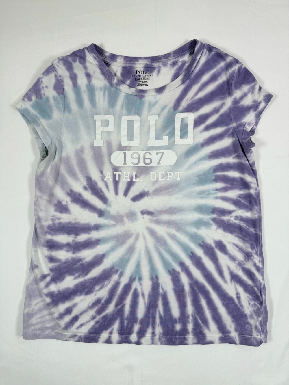 POLO RALPH LAUREN Girls L Tie Dye Graphic Logo Short Sleeve T Shirt Casual